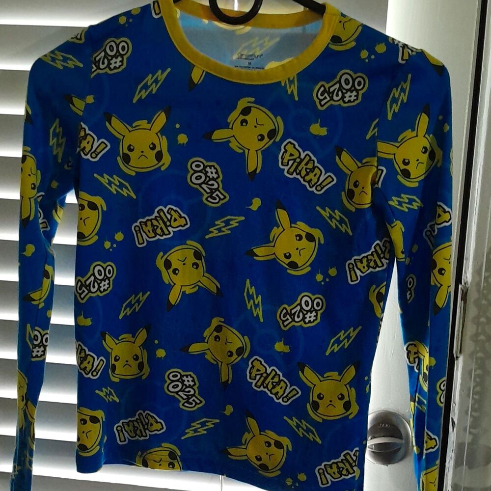 ClimateRight Pokémon Pikachu Blue/Yellow Long Sleeve Sleepwear Top Kids M